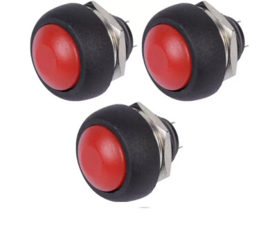 10pcs Red 12mm Waterproof   Push button Mini Round Switch 250V 1A YL #T8