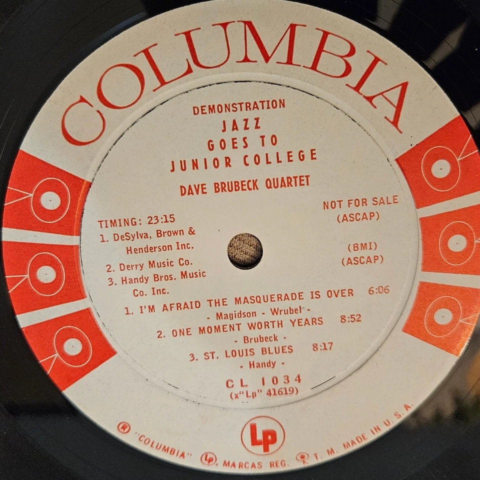 Promo Dave Brubeck Quartet - Jazz Goes to Junior College CL 1034 Columbia Vinyl - Image 2 of 4