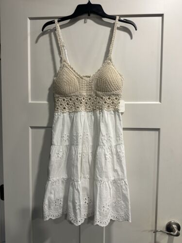Altar’d State NWT Crochet Padded Bra Mini Dress Cotton Size XSmall Lined