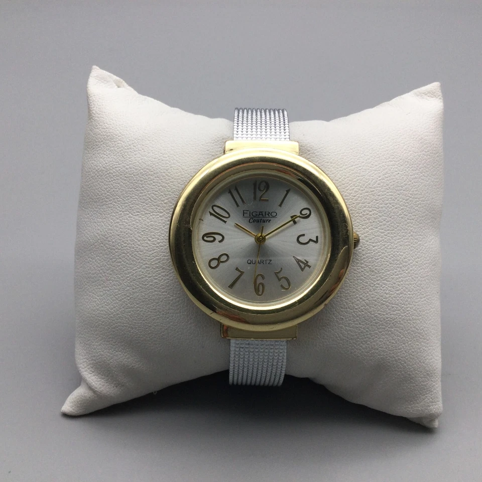 Reloj Figaro Couture Mujer 36mm Tono Plateado Dorado Puño Abierto Batería Nueva Foto 2 de 4