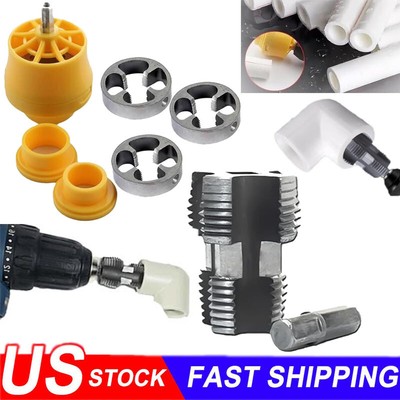 Electric Drill Compatible PVC Pipe Threader Kit with Various Die Sizes-US