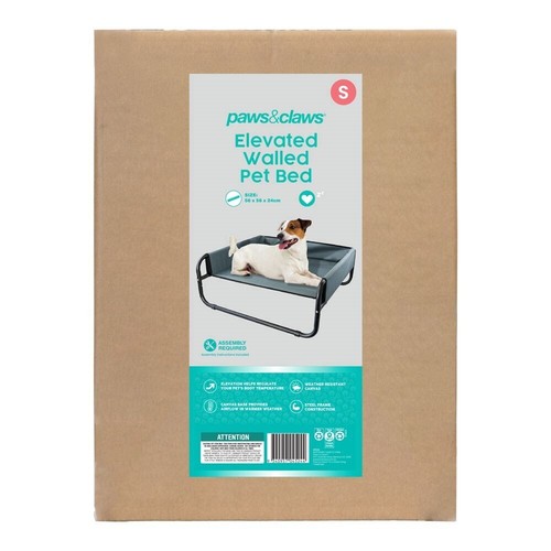 2x Paws & Claws 56cm Heavy Duty Elevated Walled Dogs/Pets Durable Bed Small Grey - Picture 4 of 4