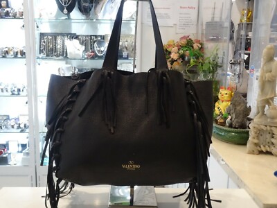 Valentino Garavani C-Rockee Fringed Tote Black- BL-I699. | eBay Valentino Garavani C-Rockee Fringed Tote Black- BL-I699. | eBay