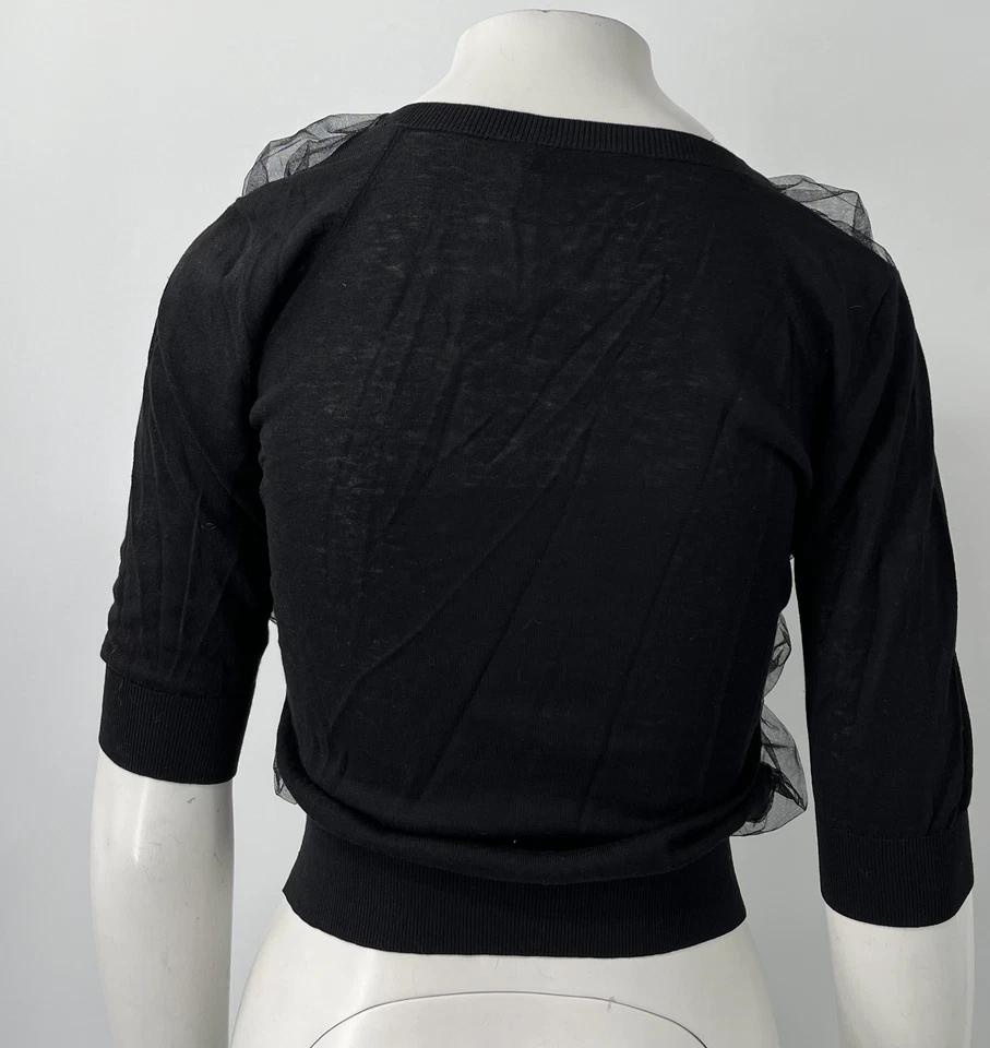 Suéter Nina Ricci Negro Manga 3/4 Tul Malla Frontal Recortado Talla M Foto 3 de 4