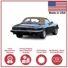 Fits Jaguar XJS Convertible Soft Top 1989-1996 New Tan Canvas Cloth