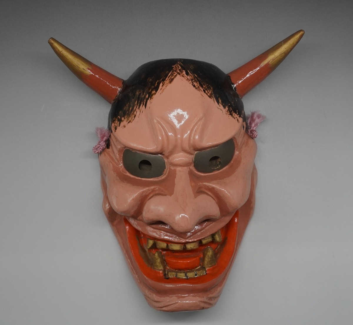 Japanese Vintage wooden Hannya Mask signed 
