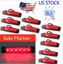 10Pcs Red 24V 6 LED Side Marker Indicators Lights Truck Trailer Lamp Rear Light
