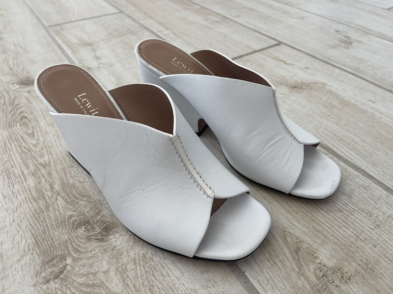Lewit White Sandal Heels Shoes Open Toe sz  36