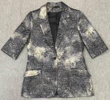 Elizabeth & James Woman's Grey Linen Size 8 Acid Wash Tie Dye Blazer