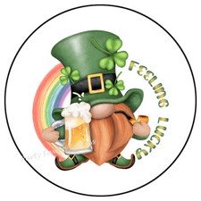 FEELING LUCKY GNOME ST PATRICKS DAY ENVELOPE SEALS LABELS STICKERS PARTY FAVORS
