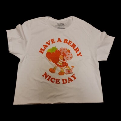 NEW Strawberry Shortcake Have A Berry Nice Day Crop Top T Shirt XLarge