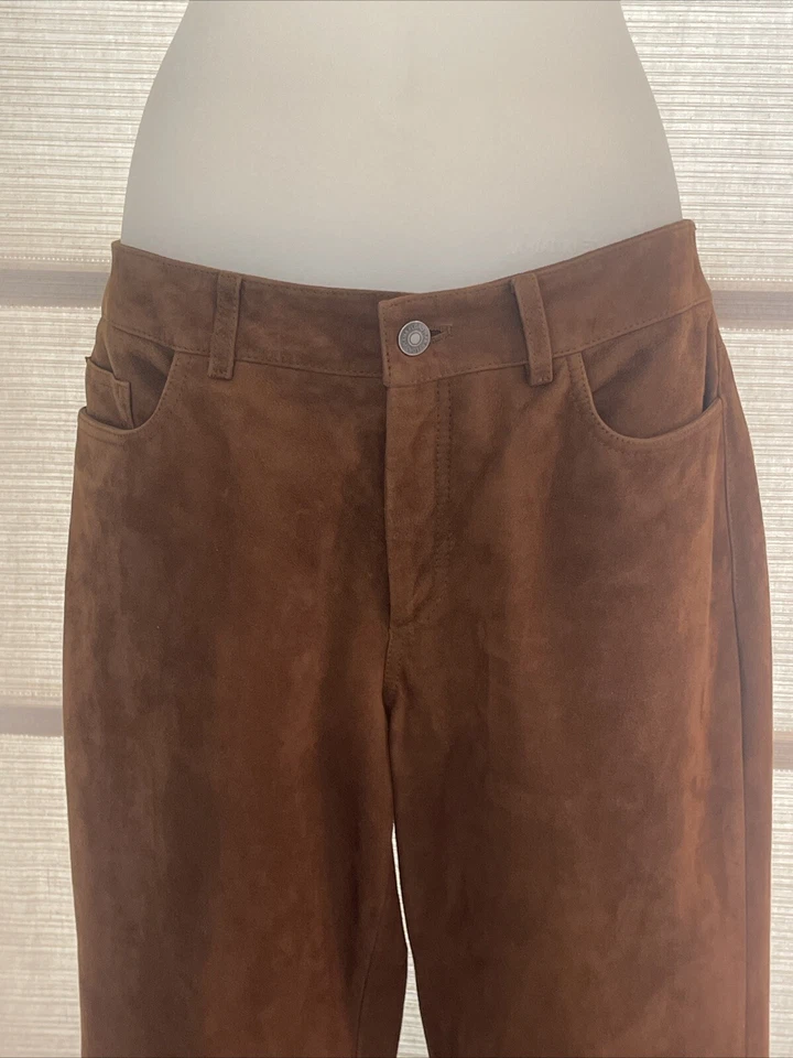 Loro Piana Italy Brown Goat Suede Silk Lined Pants Sz. 42 Mint Cond. Pristine - Image 2 of 4