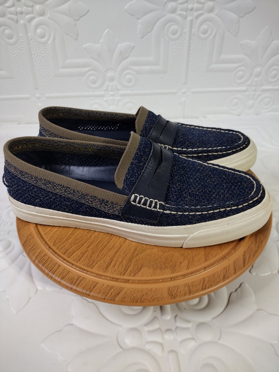 Cole Haan Pinch Weekender Loafers Men's Size Blue Knit Canvas