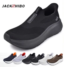 JACKSHIBO Mens Wide Toe Box Shoes Free up Hands Arch Support Orthopedic Sneakers