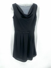 Lands End Dress Women’s 6 Black Bow Waist Sleeveless Draped Lightweight Classic