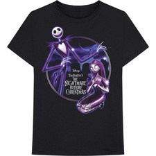 Men's Nightmare Before Christmas Purple Graveyard Slim Fit T-shirt Large Black