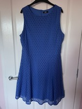 Wallis Blue Lacy Dress Fully Lined Size 18