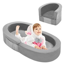 QUCHI Toddler Travel Bed-Portable Toddler Bed, Foldable 2-in-1 Travel Kids So...