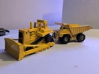 Vintage Hot Wheels 1979 Caterpillar CAT Bulldozer & Dump truck yellow Diecast