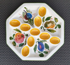 Große Vintage Eierplatte & Servierteller (Dips etc) Ø 32cm Handpainted in Italy