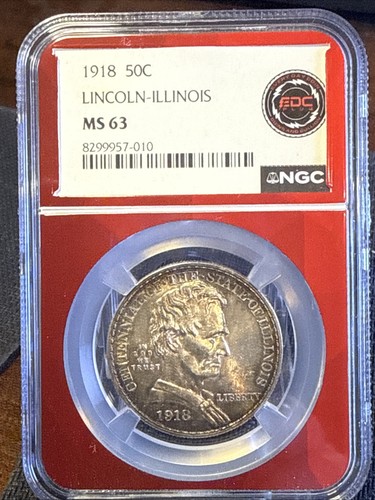 1918 50C Lincoln Silver Commemorative Half Dollar NGC MS63