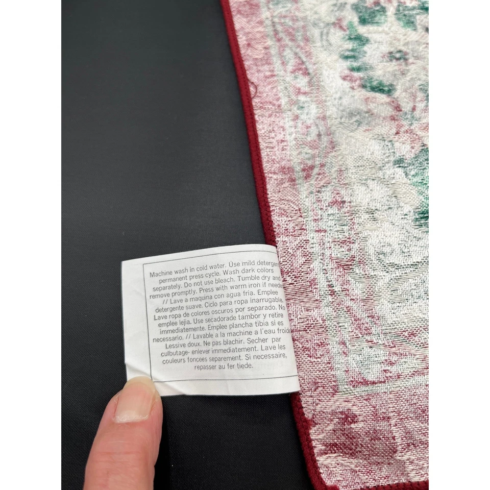 Set of 4 Fashion Ind Christmas Poinsettia Napkins Linens Square 17"x17" Burgundy - Image 4 of 4