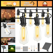 100FT Solar String Lights Outdoor Waterproof, Remote Control Vintage Edison Bulb