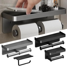 Wall Mounted Toilet Paper Holder Aluminum Bathroom Tissue Roll Rack Shelf USA