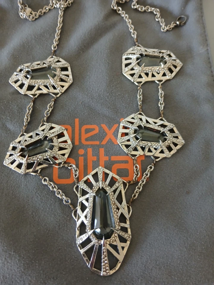 Alexis Bittar заявление кристалл инкрустированный ссылка серебристого тона 19» ожерелье РЕДКАЯ - Изображение 2 из 4