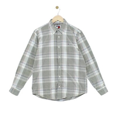 Tommy Hilfiger kariertes Hemd Herren Größe L grün Knopfleiste Freizeit Cord