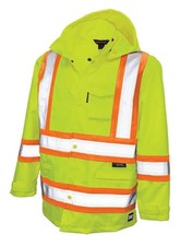 Work King Men's Hi-Vis Safety Rain Jacket, Fluorescent Yellow, 2xl