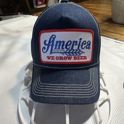 Rural Cloth USA We Grow Beer Navy Blue Adjustable Trucker Hat
