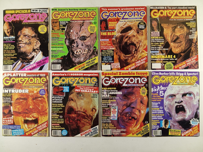 GOREZONE VINTAGE HORROR MAGAZINE LOT 17 ISSUES WITH POSTERS 1988 - 1993