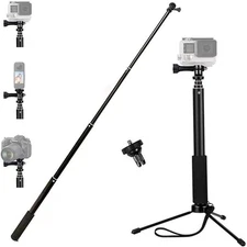 Telescopic Selfie Stick Long with Tripod, Adjustable Hand Grip Compatible wit...