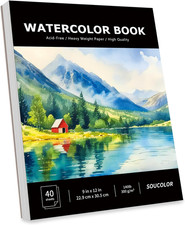 Watercolor Paper Pad, 9"x12" Water Color Paper, 140lb/300gsm 40 Sheets Artist...