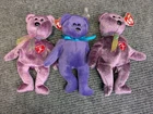 Vintage Ty Beanie Babies Purple Bear Lot (3) Princess & 2000 Signature