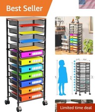 Multifunctional 12-Tier File Organizer with Locking Casters for Home &