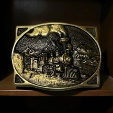 Vintage 1976 American Train Solid Brass Belt Buckle by Heritage Collection
