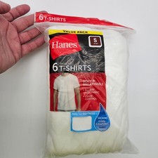 Hanes Mens 6 Pack White Tagless T Shirts Size S Soft Breathable Value Pack