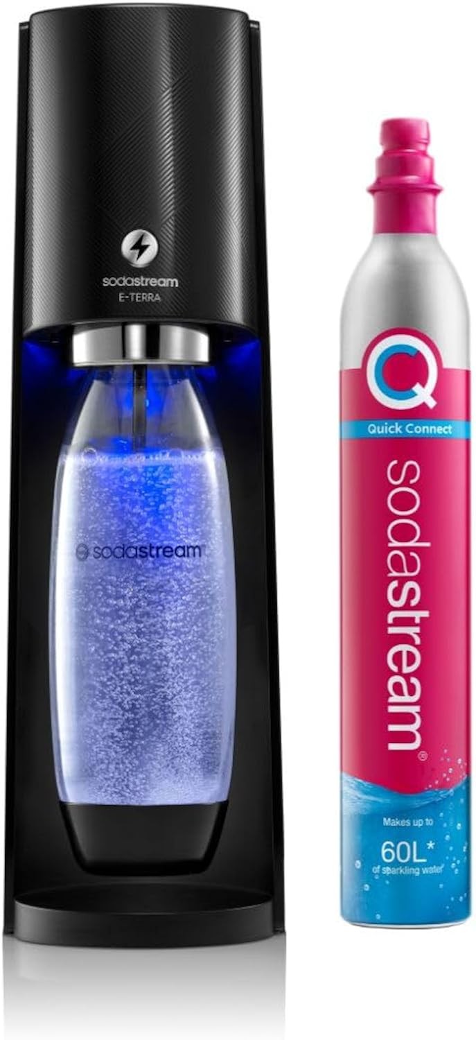 Sodastream Electric Terra Sparkling Water Maker with 60L CO2 Cylinder, Black
