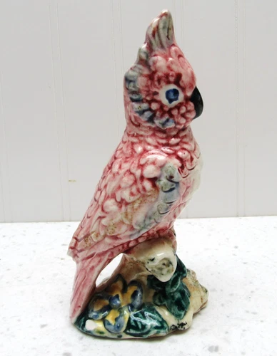 Vintage Stangl Pottery pink Cockatoo tropical Bird Figurine 6.5 inches