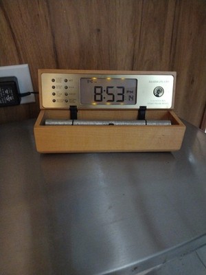 Now & Zen Digital Chime Alarm Clock 2002 Wooden Case~Tested Works Fine~7'' Chime 