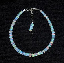 Natural Ethiopian Wello Fire Opal Gemstone Fire Beads 7.5''Bracelet AF0265