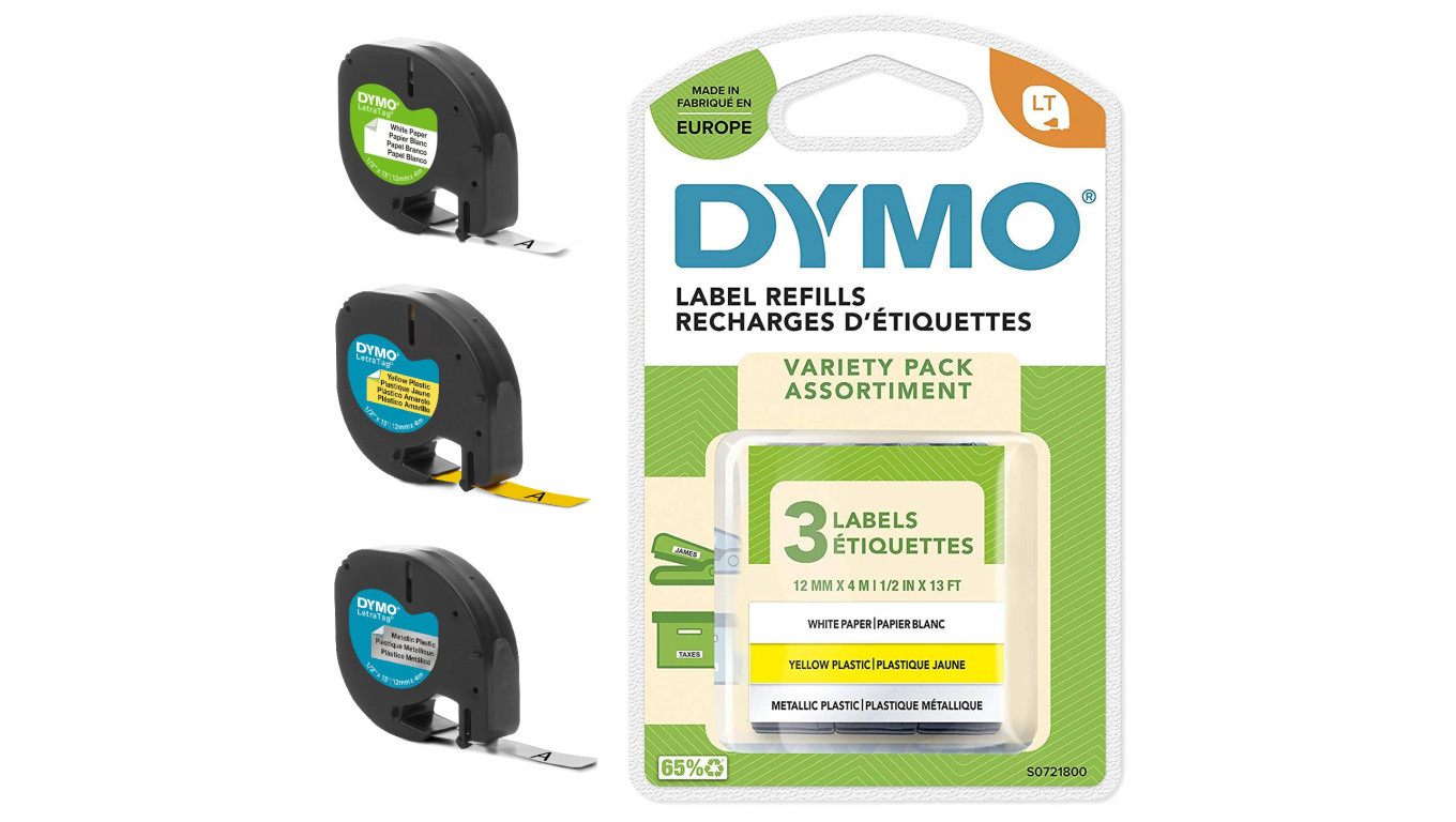 Set of 3 DYMO LT tapes paper, plastic, metalized 12mm / 4m /T2UK