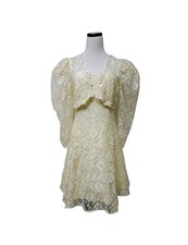 VTG Mayvens of California 4329 lace dress and bolero set . size 9 . made in USA