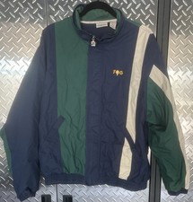 Vintage 90s Fila FOG Windbreaker Jacket Cotton Colorblock Blue Green M