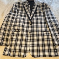 Men's Plaid 3 Piece Suit Black White Gray Single-Breasted Jacket Notch Lapel