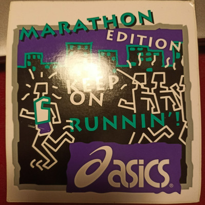 AUFKLEBER/STICKER  ASICS MARATHON EDITION KEEP ON RUNNING STYLE 90er Jahre