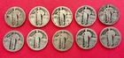 Lot of 10 25c Standing Liberty Silver Quarters, Dateless