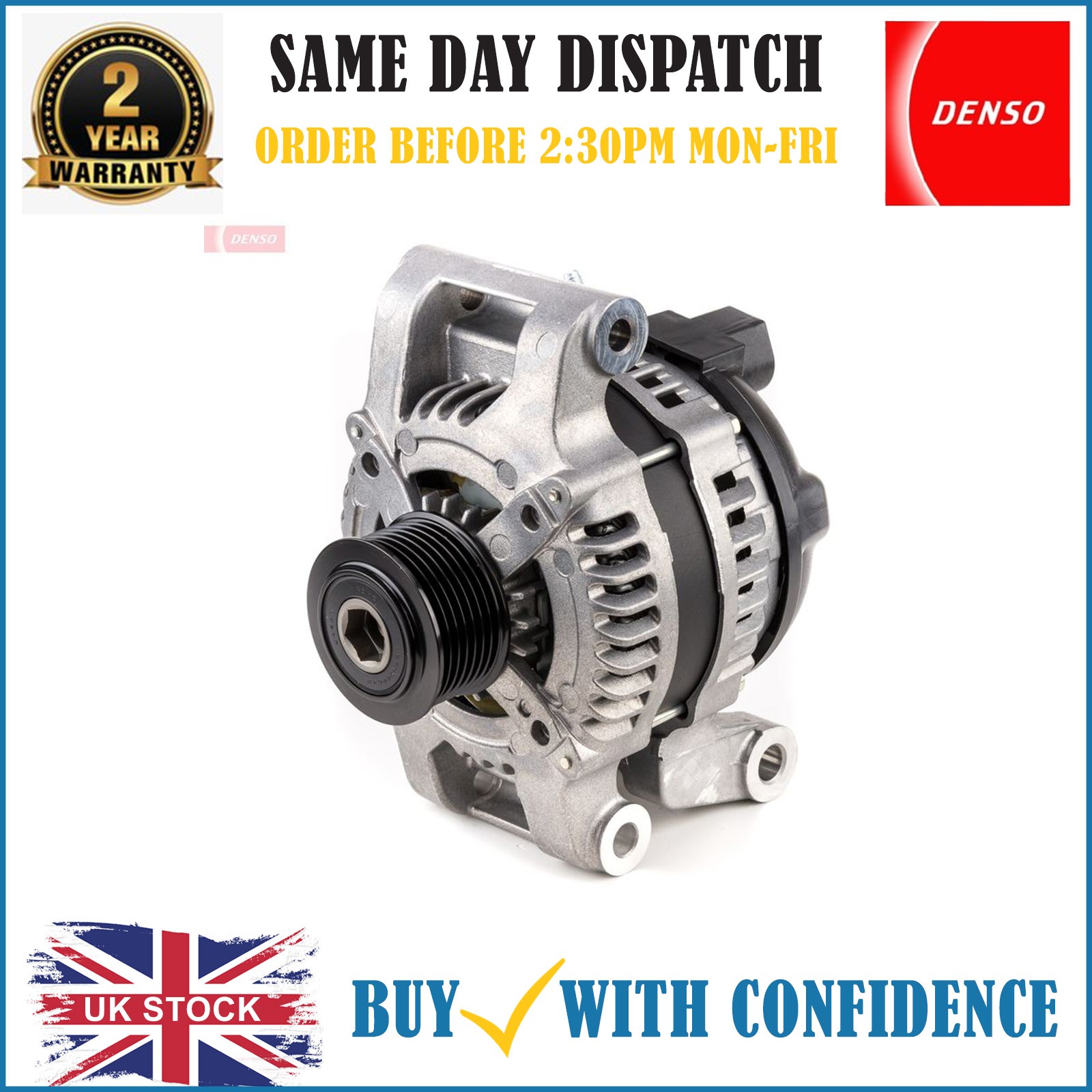 Alternator with freewheel belt pulley DAN1104 DENSO for LAND ROVER - Image 14